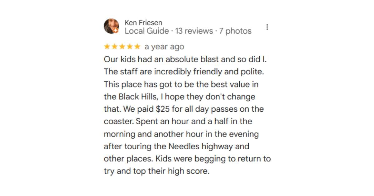 K Friesen Buffalo Hunt Coaster Google Review K Friesen Buffalo Hunt Coaster Google Review