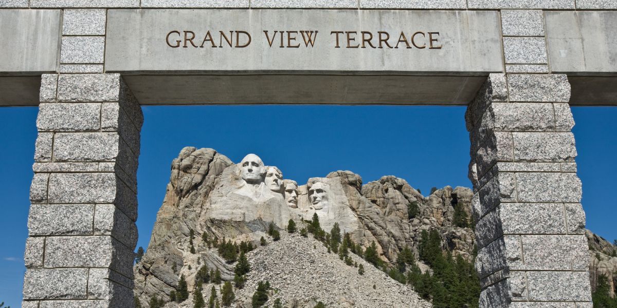view of mount rushmore national monument through the grand view terrace
